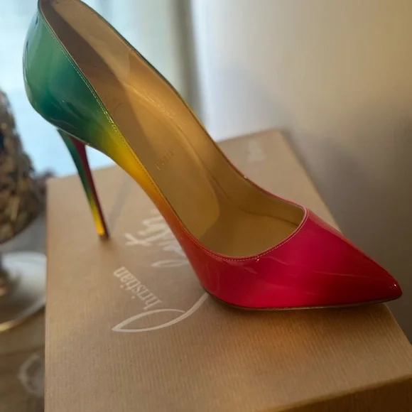 Christian Louboutin Red and Yellow Gradient Heels - Picture 2 of 3